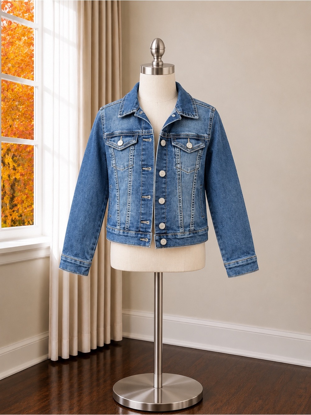 H&M Blue Denim Jacket for Kids - Classic Button-Front Jean Coat